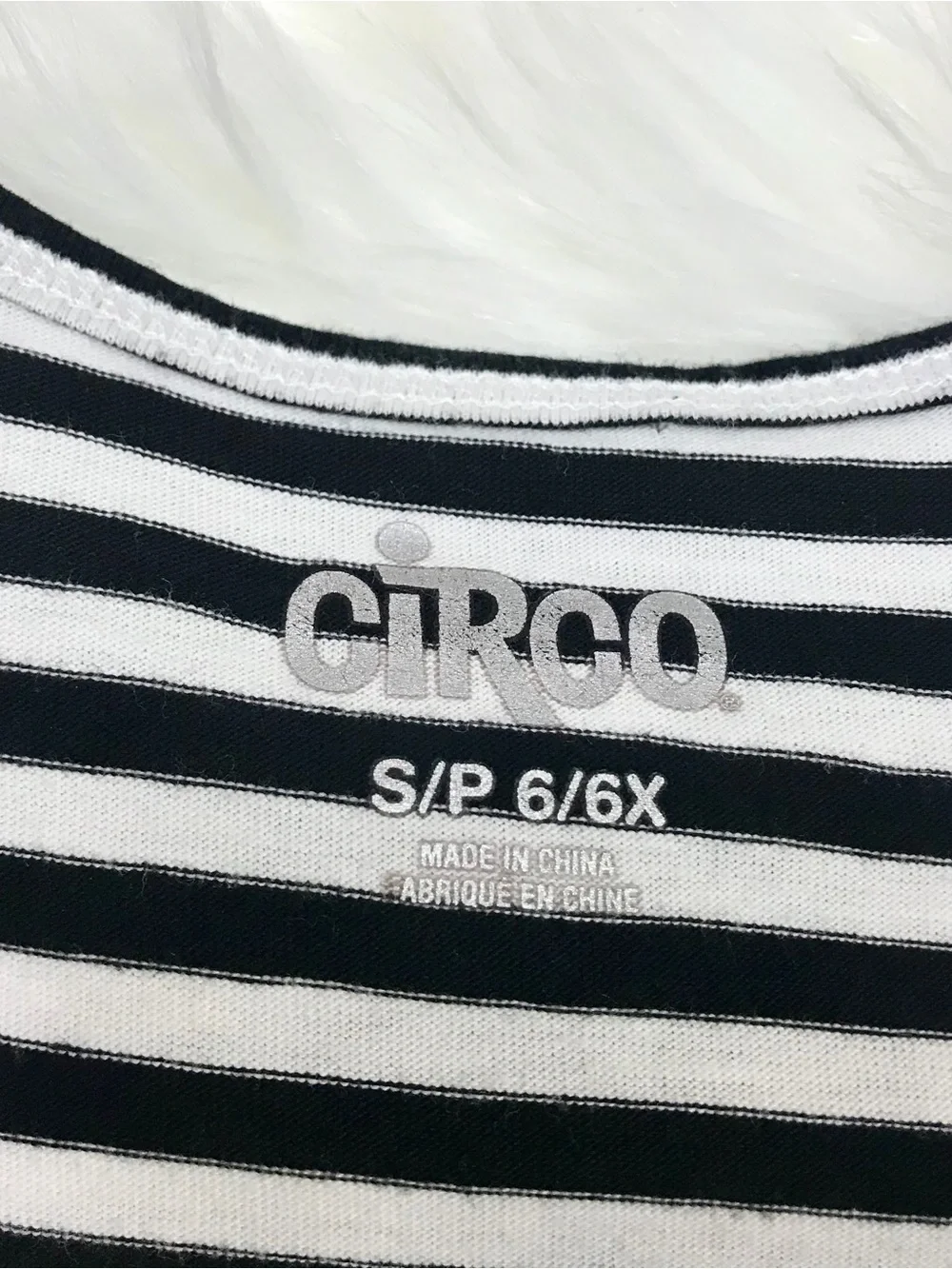 Little Girls Stripe Longer Flared Back Hem Top 6-6X